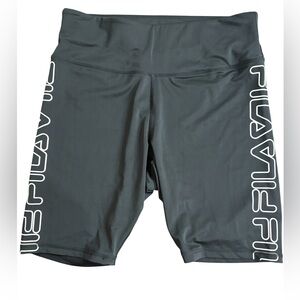 EUC FILA High Waisted White Logo on both sides of Bike Shorts Black Size 1X